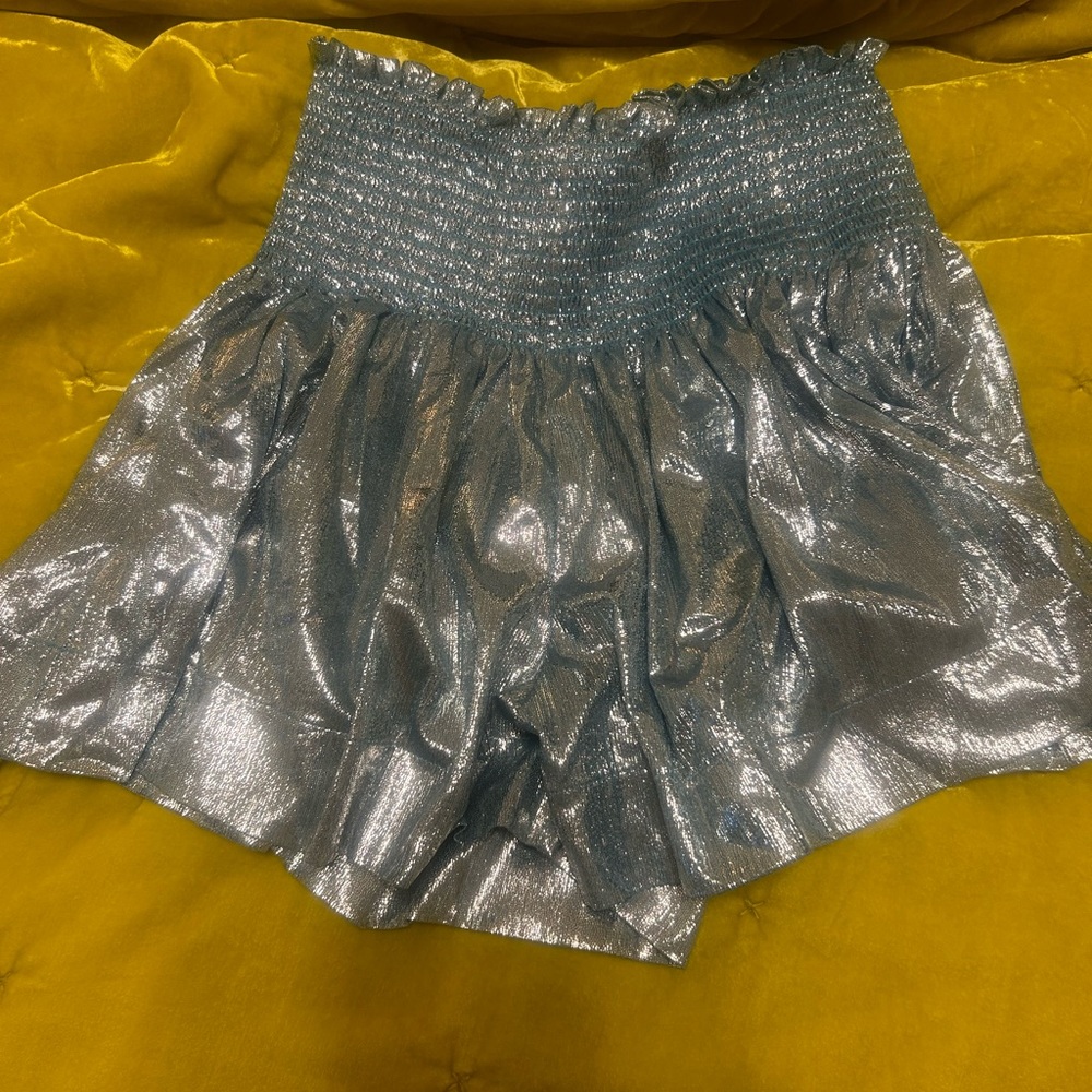 Queen of Sparkles metallic blue swing shorts